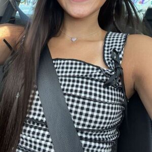 Chic Nation Black and White Gingham Top